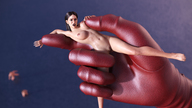 nude blonde comic handheld superhero shrunken_woman suit leather latex digital_render lfcfan silverstar