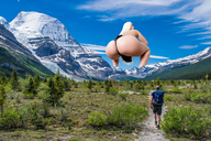 giantess collage panties blonde long_hair topless unknown_artist bending_over mountains big_butt