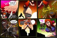 drawing giantess bleach comic large_breasts long_hair butt toes barefoot red_hair muscles fart fighting dialogue panels ichigo_kurosaki skimpy_clothing bearsafterbunnies