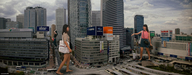 giantess collage city long_hair clothed barefoot traffic buildings brunette asian walking giantesses vehicles outdoors kyoujingirls