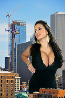 giantess collage long_hair cleavage buildings helicopter brunette dress unknown_artist skyscrapers earrings wendy_fiore
