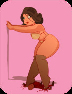 drawing crush large_breasts blood brunette underwear smiling short_hair mini_giantess looking_down boot_crush big_butt thick_thighs no_background meatballattack