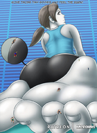 drawing gentle micro feet color butt toes barefoot soles climbing ponytail heart medium_length_hair heel body_exploration indoors grey_hair grey_eyes tinies looking_back dialogue wii_fit_trainer pale_skin micromike