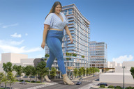 giantess collage city long_hair high_heels buildings brunette bbw walking outdoors tekitocreations