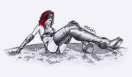 drawing giantess giga monochrome black_hair long_hair destruction butt_crush boots sitting no_background bo-ots