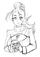 drawing gentle monochrome cleavage ponytail coffee sweater between_breasts kathryn solar solarheart21 chopshoppar