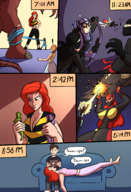 breasts drawing giantess wings mega blonde space comic black_hair color large_breasts long_hair armor handheld barefoot cleavage purple_hair brunette couple gloves spaceship green_hair red_hair hawkeye monster fighting shrunken_woman pants avengers ninja dark_skin bow freckles costume fantastic_four earrings top sofa leotard dialogue purple_skin arrows tablet she_hulk titania green_skin mary_jane elasti-girl spider-man marvel_comics captain_marvel the_wasp quiver bare_midriff caiman2 earth_20052 claire_temple peter_parker betty_ross mole_woman alicia_masters amara_perera daredevil gammazon