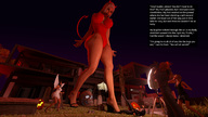 growth giantess horns wings blonde comic long_hair high_heels multiple_sizes story halloween looking_down giantesses costume halo digital_render kaylee