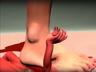 giantess barefoot foot_crush shrunken_man red_skin digital_render moreffector