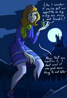 drawing giantess mega color clothed handheld skirt castle moon red_hair parody forest night outdoors trees attack_of_the_50_foot_woman scooby-doo caiman2 shaggy daphne_blake cartoon_network