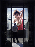 Mega window balcony yoko_matsugane giantess collage city mega huge_breasts asian gtsmakerdj