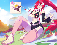 breasts giantess clothed cleavage yoko_littner gloves shorts heart open_mouth gurren_lagann angelgts