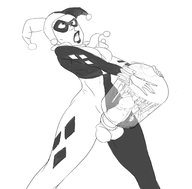 drawing micro masturbation monochrome futanari cum penis harley_quinn testicles no_background dc_comics city_of_kandor