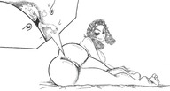 drawing nude monochrome barefoot looking_down big_butt between_buttcheeks cutaway annahketsuno