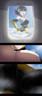 breasts drawing giantess giga upskirt comic color large_breasts butt blue_eyes clothed cleavage brunette low_angle gloves short_hair airplane between_legs avengers clouds thighs outdoors sky costume sideboob looking_at_viewer hands_on_hips looking_at_airplane janet_van_dyne marvel_comics ravenravenraven the_wasp looking_at_tinies between_breasts avengers_earths_mightiest_heroes