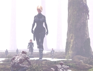 giantess blonde huge_breasts short_hair mini_giantess muscles giantesses scifi outdoors digital_render vardyger