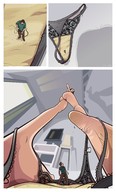 nude panties comic barefoot pubic_hair low_angle shrunken_man panels discarded_clothing zopenk
