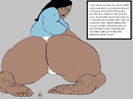 barefoot soles story sitting shrunken_man dark_skin looking_back big_butt dialogue jakeunderfoot