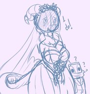 drawing gentle furry dragoness horns tail wings anthro dragon monochrome knight smiling dress unknown_artist sketch reptile wedding flowers helmet marriage