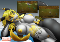 drawing nude vore furry shark blonde color long_hair digestion smiling gore looking_down tattoo spokle