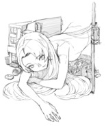 giantess monochrome long_hair buildings lying_down outdoors earrings bike kindaichi109