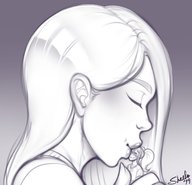 drawing monochrome long_hair kissing shrunken_woman sheela closed_eyes no_background