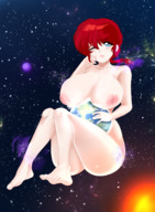 drawing giantess nude earth giga space planet huge_breasts red_hair short_hair thick_thighs ranma