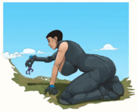drawing giantess color huge_breasts spartan short_hair animation dangle vehicles kat berggie looking_at_victim on_knees holding_vehicle analternateusername skintight_clothing prosthetic halo_(game) kat-b320 prosthetic_arm