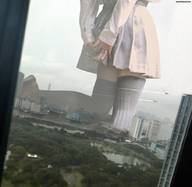 giantess collage city clothed buildings shoes socks kneeling jets outdoors