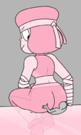 butt_crush mini_giantess sitting pinned ruby looking_back headband no_background steven_universe