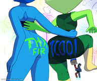 drawing bottomless blue_skin painting giantesses green_skin steven_universe lapis_lazuli peridot lewdssonk