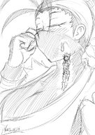 drawing vore monochrome clothed anime street_fighter shrunken_woman throat mask ninja swallowed see_through natsumemetalsonic ibuki