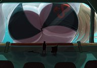 bikini drawing giantess blonde color large_breasts long_hair cleavage bra window indoors cleaning jurassic_park bare_midriff janitor ncmares yohomeboync yohomeboyraps park_ranger out_of_frame