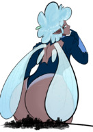 drawing giantess giga wings city destruction smiling short_hair dark_skin looking_back big_butt pointed_ears versal-art