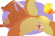 drawing giantess pokemon nude pussy horns wings color butt clit cum sex licking huge_breasts lying_down lesbians between_legs asshole closed_eyes commission arcanine thick_thighs charizard no_background seamen knoem chari-gal