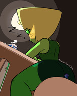 sleeping blue_hair blue_skin pinned under_butt green_skin steven_universe lapis_lazuli peridot lewdssonk