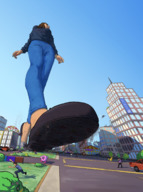 drawing giantess city color destruction pikachu mario samus_aran walking unaware outdoors raised_foot kirby running_away buggysplat donkey_kong link_(the_legend_of_zelda)