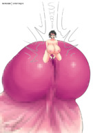drawing nude color penis glasses huge_breasts shrunken_woman censored no_background onioniogre