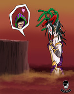 drawing gentle giantess blushing color long_hair clothed goddess smiling nintendo fanart clouds sideboob cliff medusa kid_icarus pale_skin sayerraider