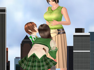 giantess city large_breasts clothed uniform giantesses