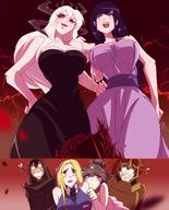 drawing giantess white_hair horns blonde color large_breasts purple_hair red_eyes brunette purple_eyes scared looking_down giantesses looking_at_tiny angelgts