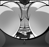 drawing panties monochrome butt butt_crush underwear low_angle shrunken_man cat_girl june point_of_view mspaintgts