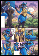 drawing giantess pokemon vore furry anthro comic color tongue text licking handheld butt_crush saliva walking open_mouth willing imminent_vore sharp_teeth on_shoulder lucario between_breasts sitting_on_tiny manpersonguy