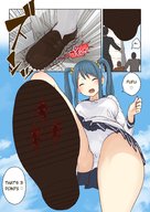 drawing giantess panties upskirt color blood gore foot_crush closed_eyes uru