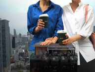 giantess collage city clothed buildings drink giantesses coffee outdoors chainorchid