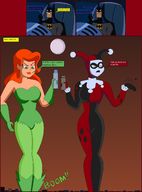 drawing growth giantess giga city mega color large_breasts blue_eyes handheld cleavage buildings green_eyes moon gloves red_hair boots harley_quinn giantesses mask batman costume poison_ivy dc_comics nightcore100