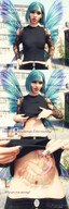 gentle giantess vore wings blue_hair fairy story internal_view black_nails digital_render madamemaeve