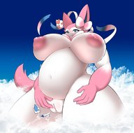 drawing nipples pokemon nude pussy furry blushing anthro color blue_eyes huge_breasts smiling unknown_artist airplane heart fangs looking_down clouds sky source_needed thick_thighs sylveon