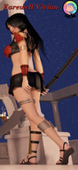 black_hair large_breasts sword sandals vivian walking looking_down point_of_view looking_at_viewer tiny_mk skimpy_clothing digital_render