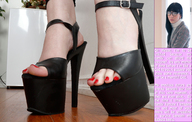 collage micro black_hair long_hair high_heels smiling story open_toe